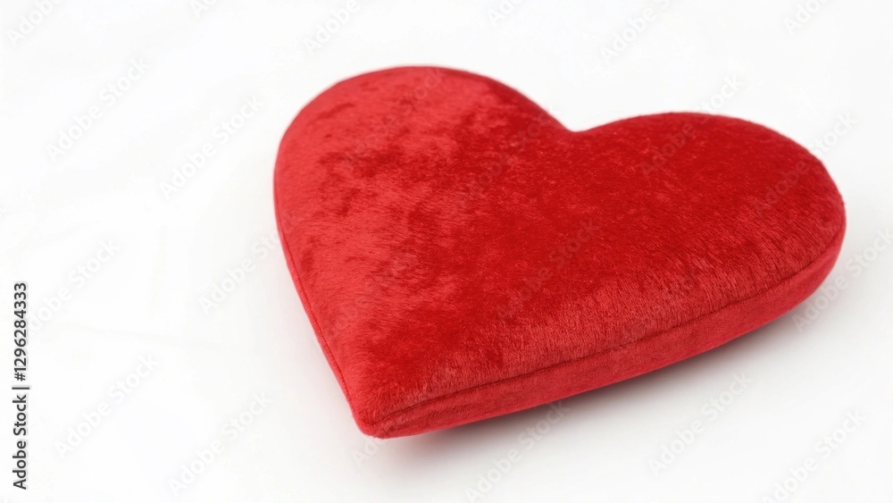 Fototapeta premium Soft Red Heart Shape Object on a Clean White Background