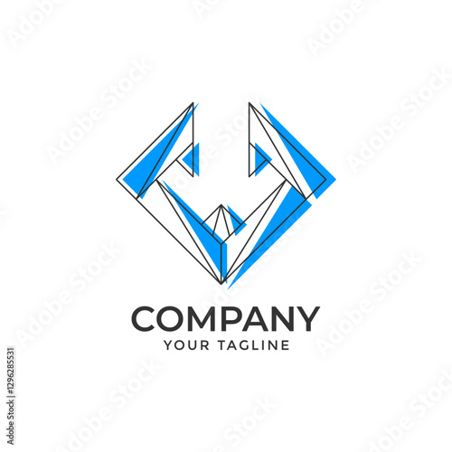 Geometric Letter V logo, modern and sleek design. Versatile for tech, architecture, or any brand seeking a strong, contemporary identity. Clean lines and sharp angles convey precision and innovation.