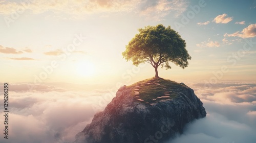 A ladder, symbolizing the gradual ascent of a business towards growth, stands tall, its rungs representing the various milestones and challenges encountered along the way, culminating in the summit