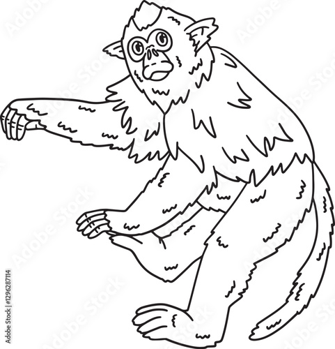 Golden Snub Nosed Monkey Isolated Coloring Page 