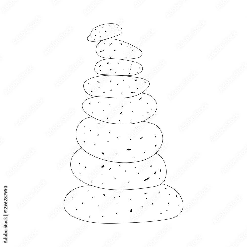 Rock balancing. stones pyramid icon. balance stone simple line art. balancing pebbles line drawing. vector Illustration Rock balancing. stones pyramid icon. balance stone simple line art. balancing pebbles line drawing. vector Illustration