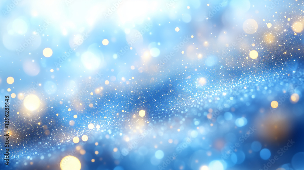 Blue glitter bokeh background with soft glowing light effects Blue glitter bokeh background with soft glowing light effects