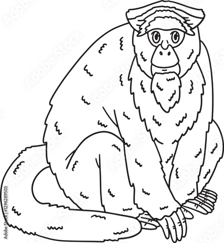 De Brazza Monkey Animal Isolated Coloring Page  photo