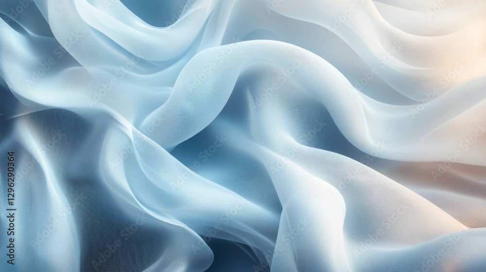 Fototapeta premium Abstract depiction of flowing fabric in shades of light blue