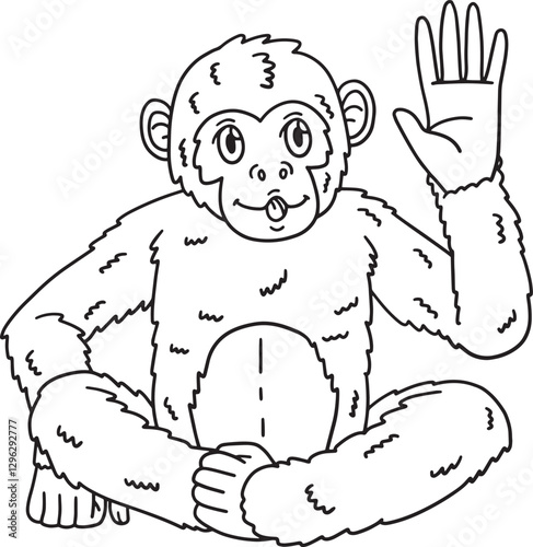 Chimpanzee Great Ape Animal Isolated Coloring Page