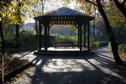 Vichy Park: A Health Resort Walk with Gingham Shadows and Bandstand