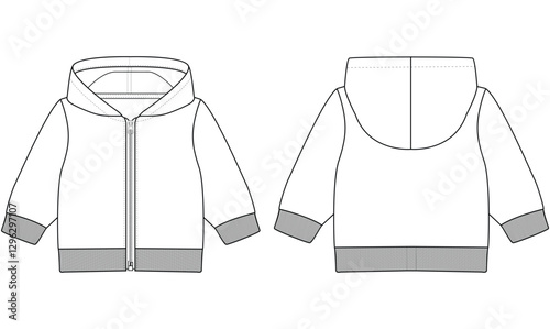 Kids Baby Hoodie Zippers Template Vectors design