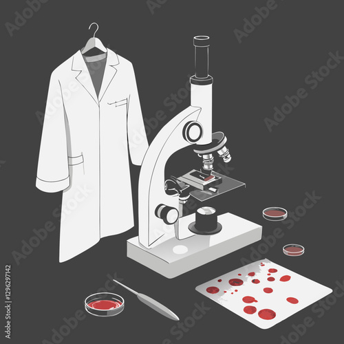 Laboratory scene with microscope and blood samples for World Malaria Day awareness

