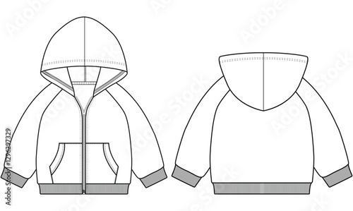 Kids Baby Hoodie Zippers Template Vectors design