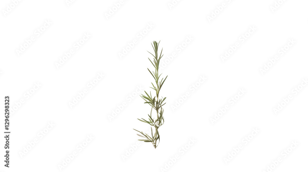 Sprig of rosemary growing on transparent background