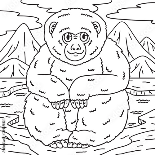 Japanese Macaque Monkey Coloring Page for Kids 