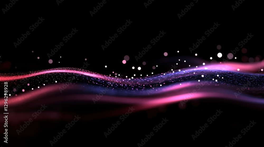 Obraz premium Abstract glowing wave particles, dark background, digital art, website header