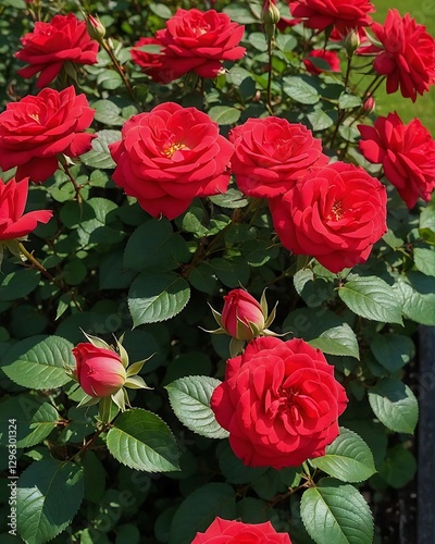 Wallpaper Mural Vibrant Red Roses in Full Bloom Torontodigital.ca