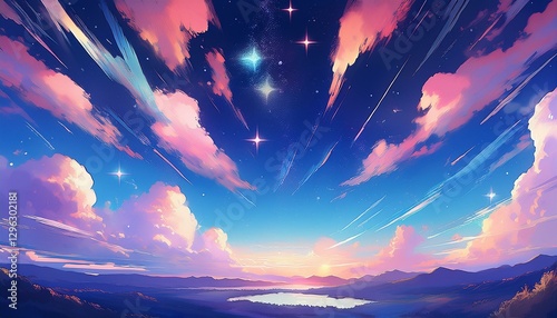 heavenly star falls captivating anime sky wallpaper in digital art style background with space