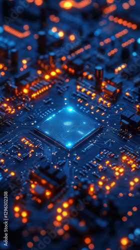 Wallpaper Mural Illuminated computer chip close-up Torontodigital.ca