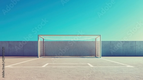 Wallpaper Mural Minimalist Soccer Goal Under Clear Blue Sky on Outdoor Court Torontodigital.ca