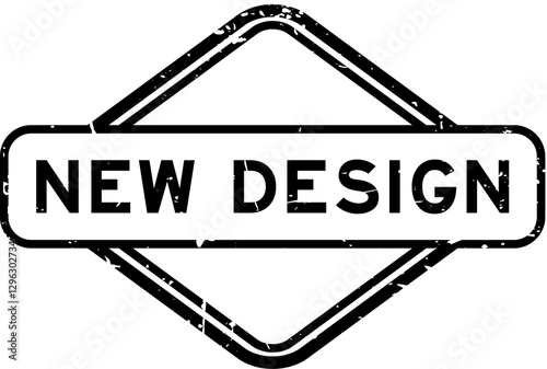 Grunge black new design word rubber seal stamp on white background