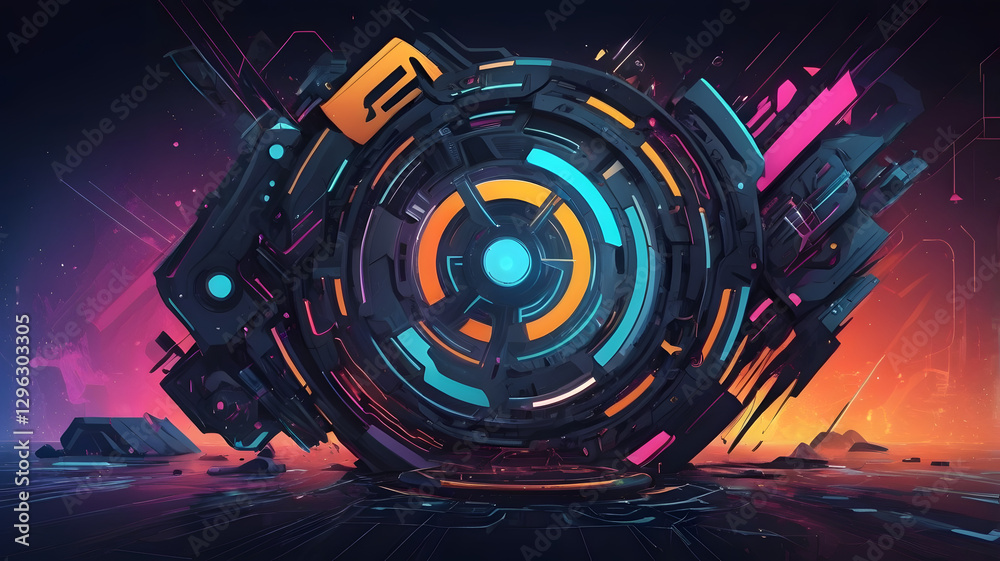 Obraz premium Abstract digital technology background with glowing lines and circuit elements in blue tones