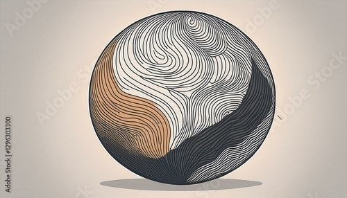 planisphere illustration with hand drawn lines on white modern flat style drawing