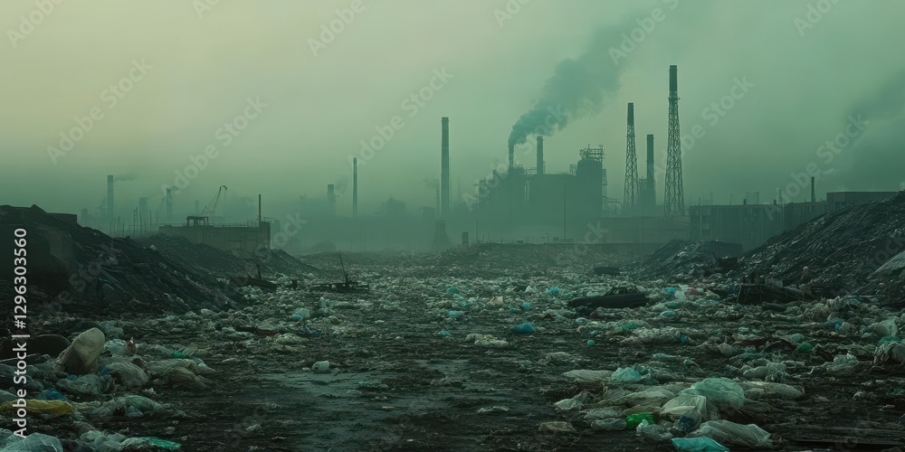 custom made wallpaper toronto digitalIndustrial pollution scene with smoke and factory emissions in misty atmosphere