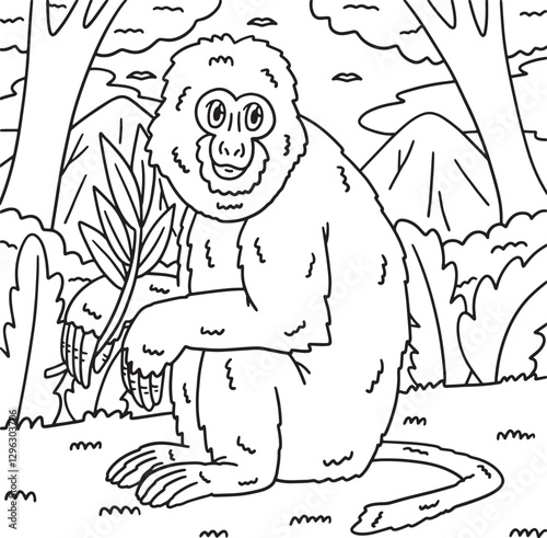 Assamese Macaque Monkey Coloring Page for Kids 