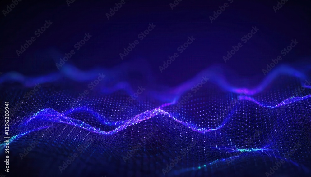 futuristic digital wave with glowing blue nodes on a dark background, abstract cyber landscape for technology and ai concepts
futuristic digital wave with glowing blue nodes on a dark background, abstract cyber landscape for technology and ai concepts
