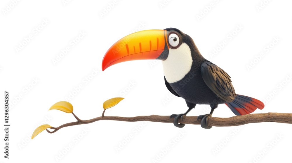 Fototapeta premium toucan bird on a branch isolated on transparent background