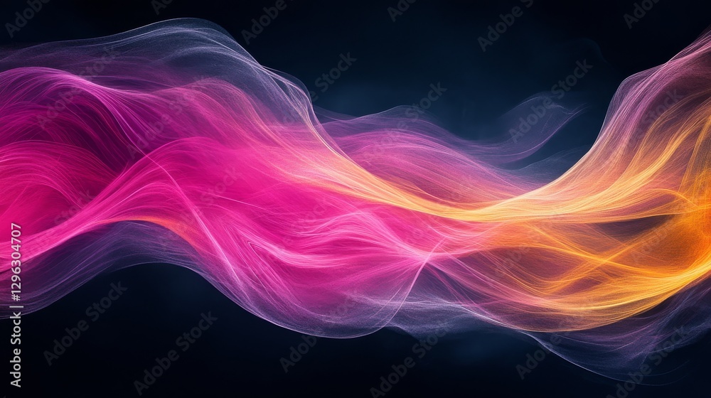 Obraz premium Abstract flowing waves of color are displayed on dark background