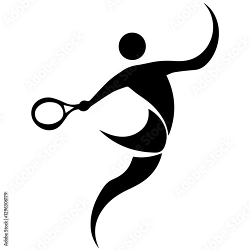 Tennis Silhouette Clipart – Black & White Sports Vector
