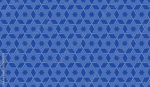 Star of David seamless blue vector background. Stylish vector repeating pattern with a Six-pointed star.
