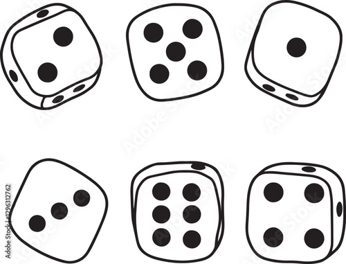 Dice icon. Craps. Six dice set. Vector illustration