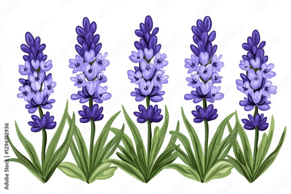 Fototapeta premium Lavender flower, lavender plant clip art on a white background