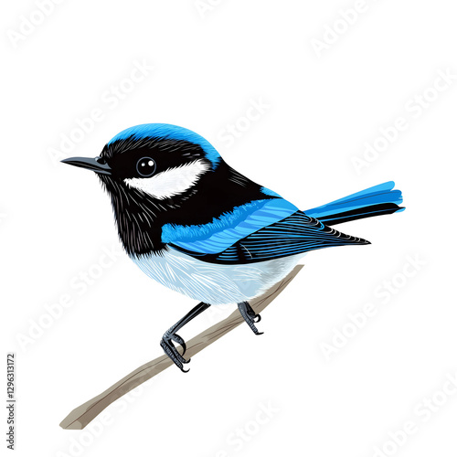 Smooth Vector of a Fairywren with Bright Blue photo