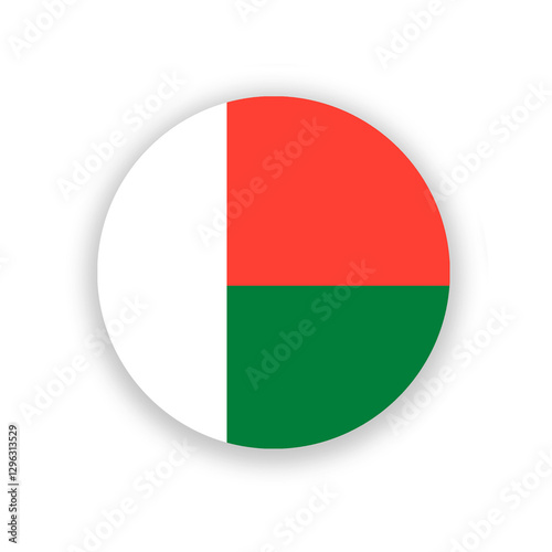Free Download Madagascar national flag in circle shape isolated on white. Illustration - GFXLoad