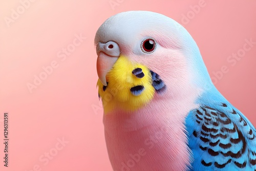 cute budgie on pastel background