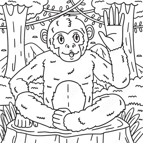 Chimpanzee Great Ape Animal Coloring Page for Kids