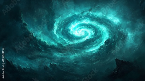 A Swirling Bright Celestial Vortex Amidst Dramatic Dark Clouds © addymawy