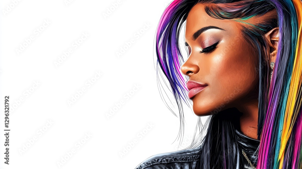 Fototapeta premium Women’s History Month was celebrated with a vibrant depiction of a woman's head