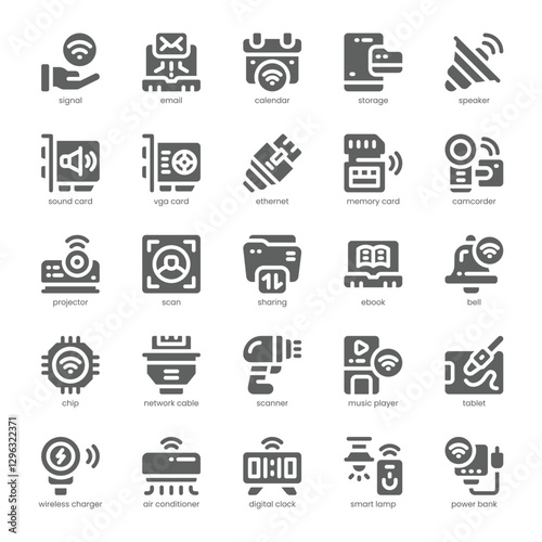 Device Technology Icon pack for your website, mobile, presentation, and logo design. Device Technology Icon solid design. Vector graphics illustration and editable stroke.