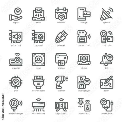Device Technology Icon pack for your website, mobile, presentation, and logo design. Device Technology Icon outline design. Vector graphics illustration and editable stroke.