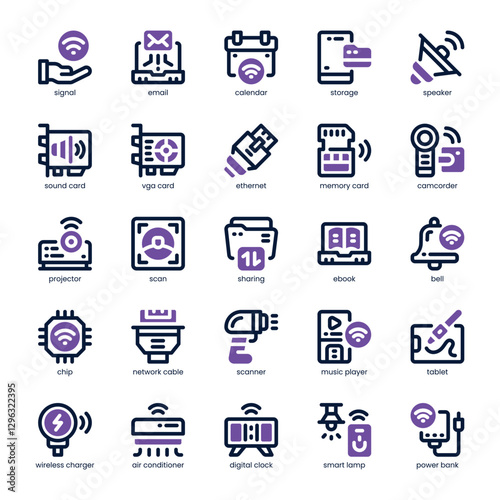 Device Technology Icon pack for your website, mobile, presentation, and logo design. Device Technology Icon dual tone design. Vector graphics illustration and editable stroke.
