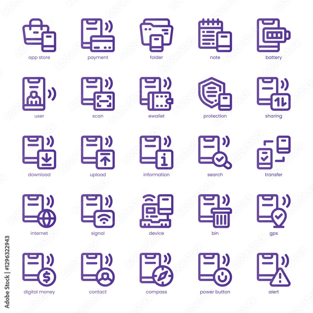 Mobile Device Icon pack for your website, mobile, presentation, and logo design. Mobile Device Icon line basic color design. Vector graphics illustration and editable stroke. Mobile Device Icon pack for your website, mobile, presentation, and logo design. Mobile Device Icon line basic color design. Vector graphics illustration and editable stroke.