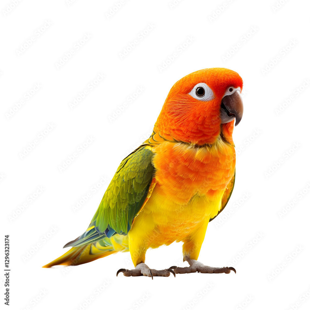 Obraz premium sun conure with bright orange and yellow feathers