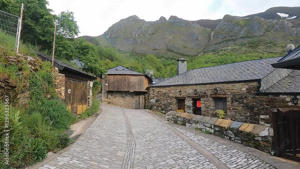ancient medieval village in the mountains, Peñalba de Santiago, Spain