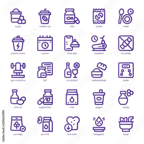 Healthy Life Icon pack for your website, mobile, presentation, and logo design. Healthy Life Icon line basic color design. Vector graphics illustration and editable stroke.