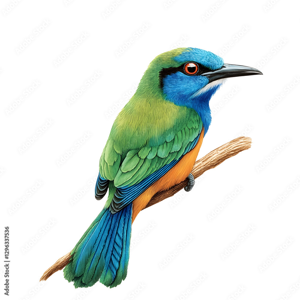 Fototapeta premium turquoise-browed motmot with green blue