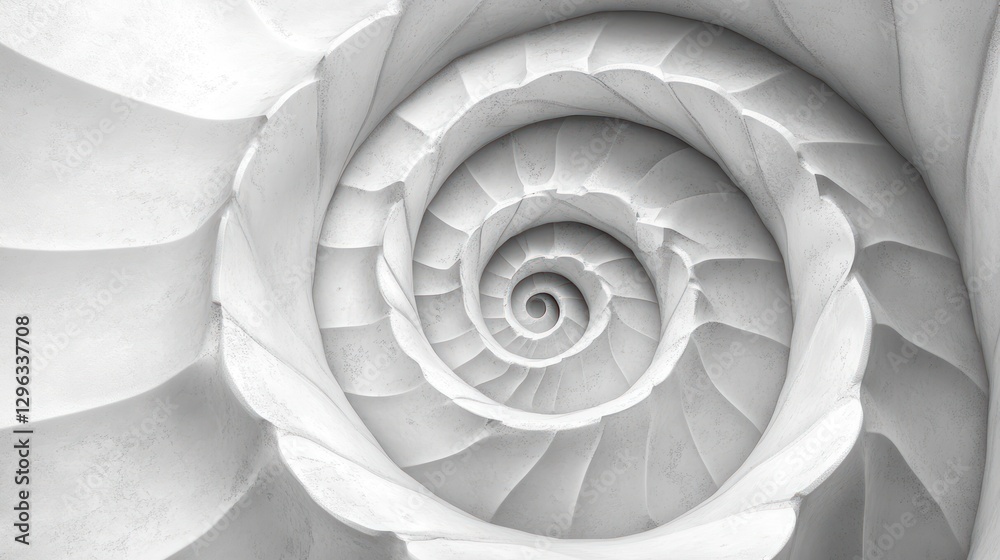 Obraz premium Spiral staircase, white stone, architecture, abstract background, design
