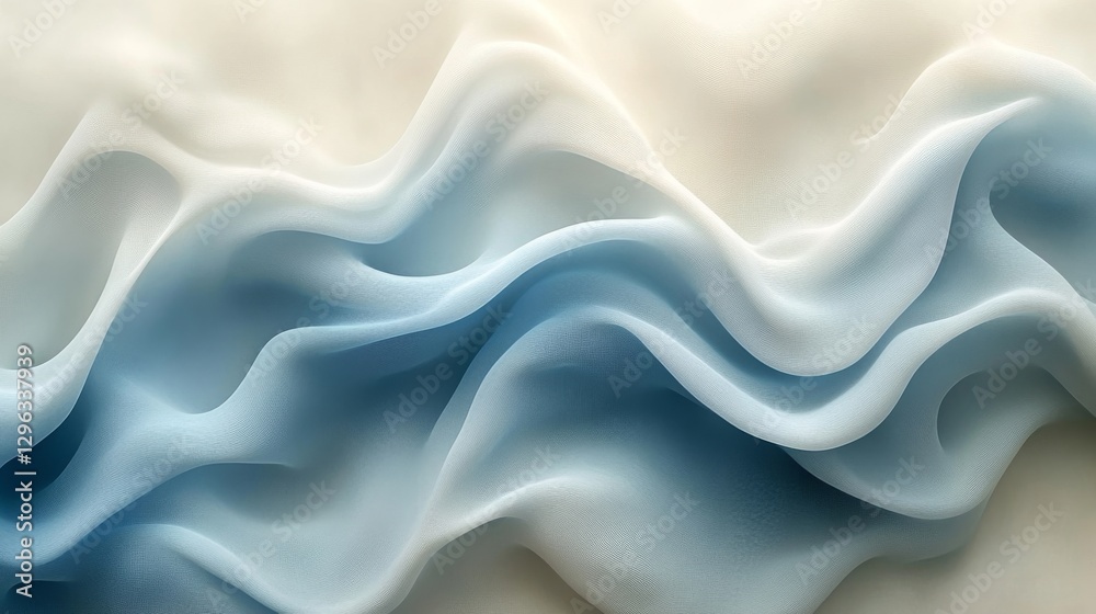 Obraz premium Abstract depiction of flowing fabric in shades of blue and white