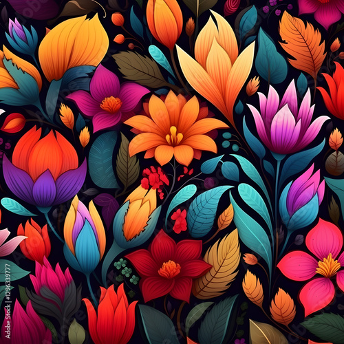 Wallpaper Mural Hand-painted exotic floral pattern
 Torontodigital.ca