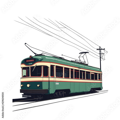 vector-style depiction of a vintage street bus